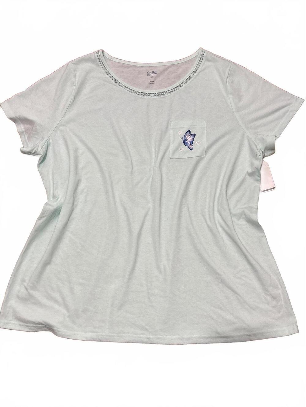Croft & Barrow Women's Sleepwear Top with Butterfly Pocket Detail, Size 1X